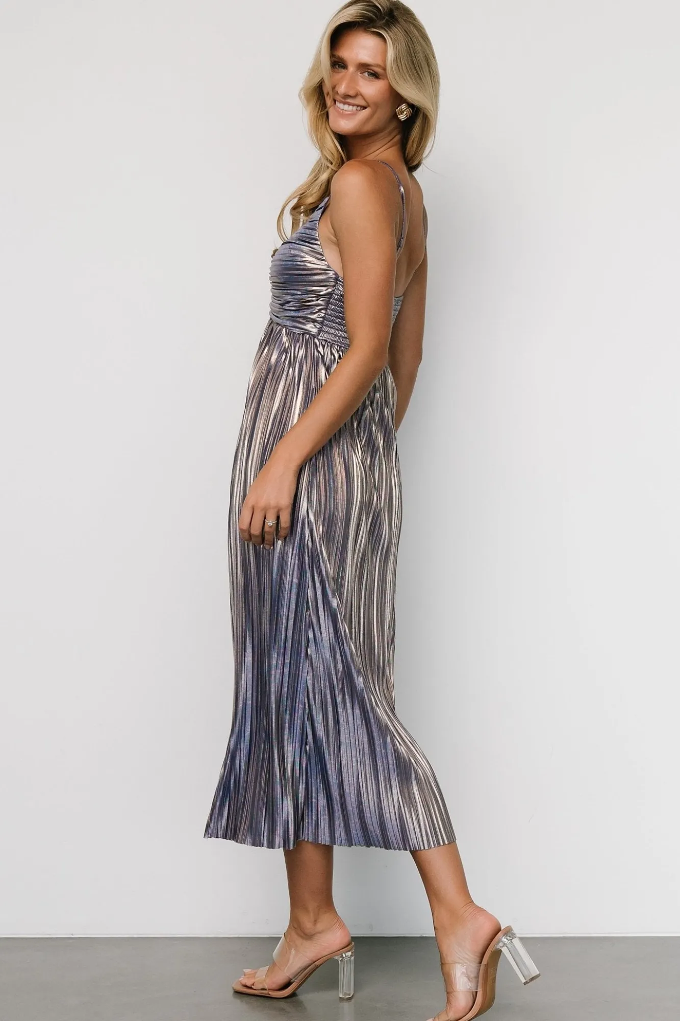 Baltic Born Cecilia Pleated Dress | Blue Shimmer