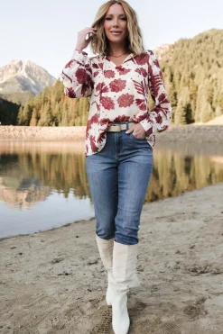 Baltic Born Charlotte Tie Blouse | Cream + Rust