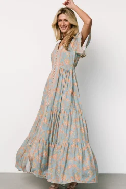 Baltic Born Cheryl Maxi Dress | Dusty Blue Floral