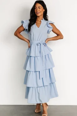 Baltic Born Chrysanthi Tiered Dress | Light Blue