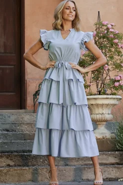 Baltic Born Chrysanthi Tiered Dress | Light Blue