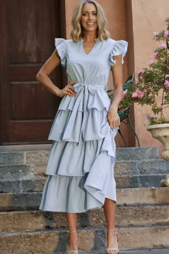 Baltic Born Chrysanthi Tiered Dress | Light Blue