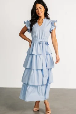 Baltic Born Chrysanthi Tiered Dress | Light Blue