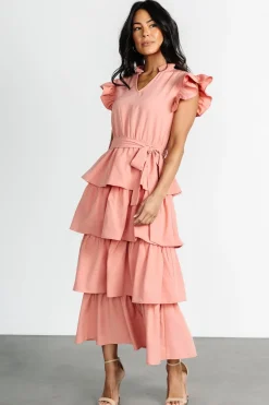 Baltic Born Chrysanthi Tiered Dress | Dusty Coral