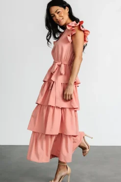 Baltic Born Chrysanthi Tiered Dress | Dusty Coral