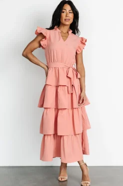 Baltic Born Chrysanthi Tiered Dress | Dusty Coral
