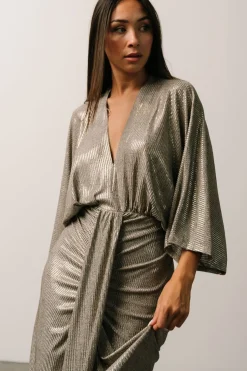 Baltic Born Ciara Ruched Midi Dress | Silver Metallic