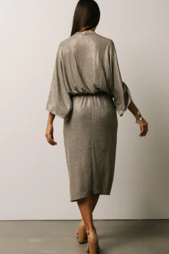 Baltic Born Ciara Ruched Midi Dress | Silver Metallic