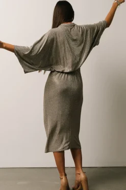 Baltic Born Ciara Ruched Midi Dress | Silver Metallic
