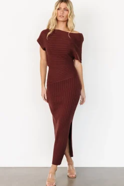 Baltic Born Clara Ribbed Sweater Dress | Mahogany Brown