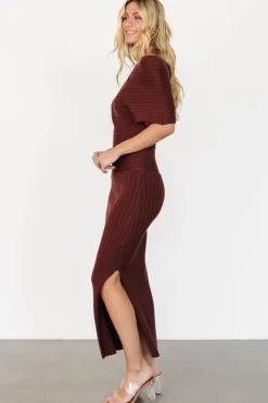 Baltic Born Clara Ribbed Sweater Dress | Mahogany Brown