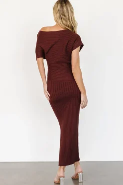 Baltic Born Clara Ribbed Sweater Dress | Mahogany Brown