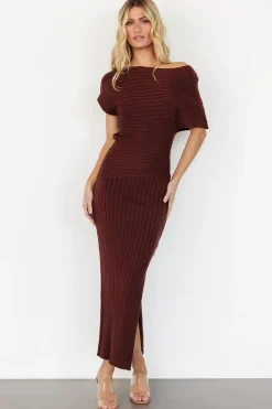 Baltic Born Clara Ribbed Sweater Dress | Mahogany Brown