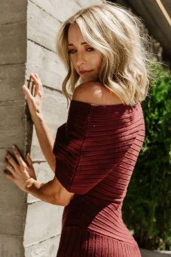 Baltic Born Clara Ribbed Sweater Dress | Mahogany Brown