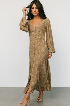 Baltic Born Claudine Maxi Dress | Dusty Brown Print