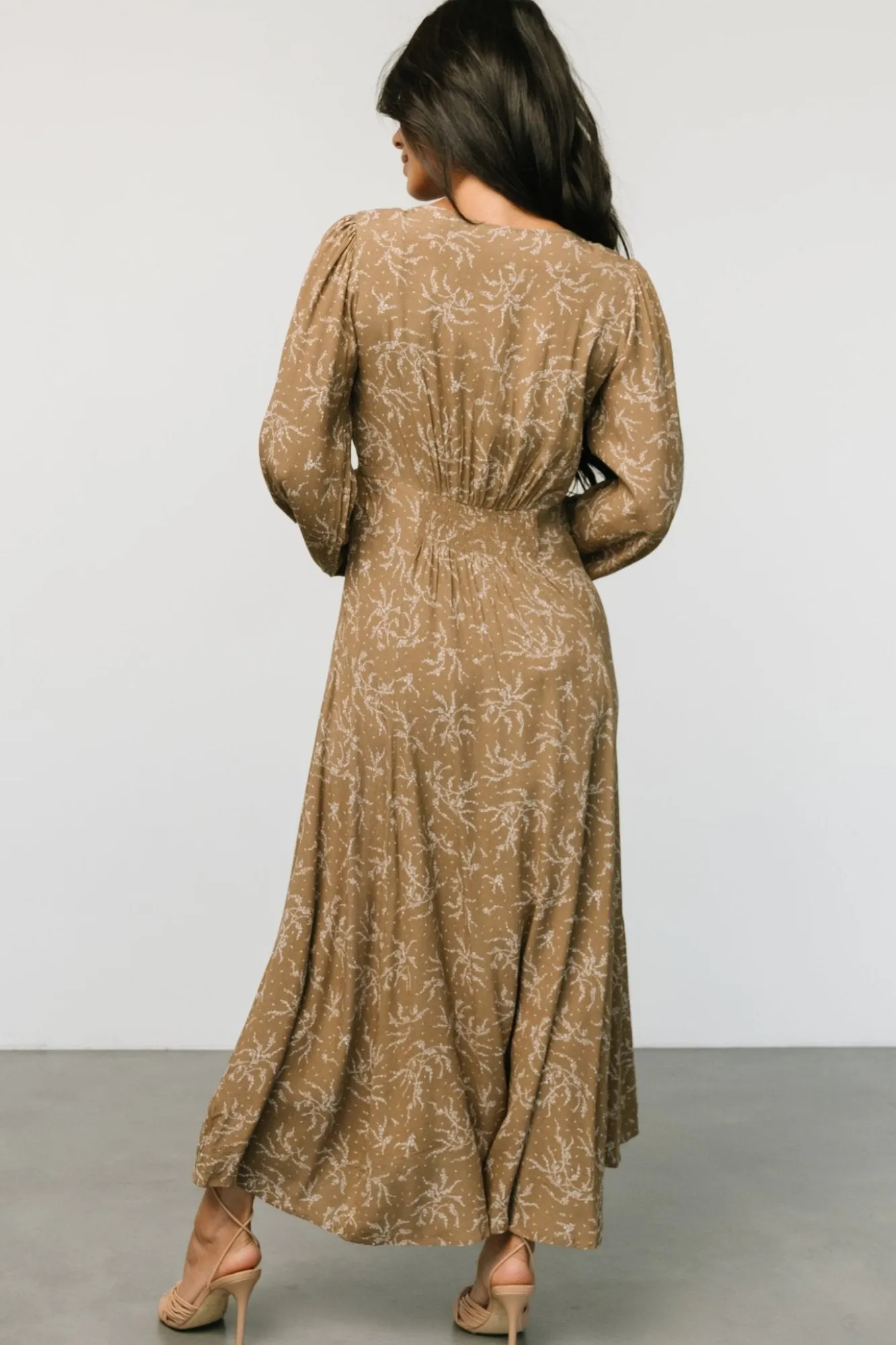 Baltic Born Claudine Maxi Dress | Dusty Brown Print
