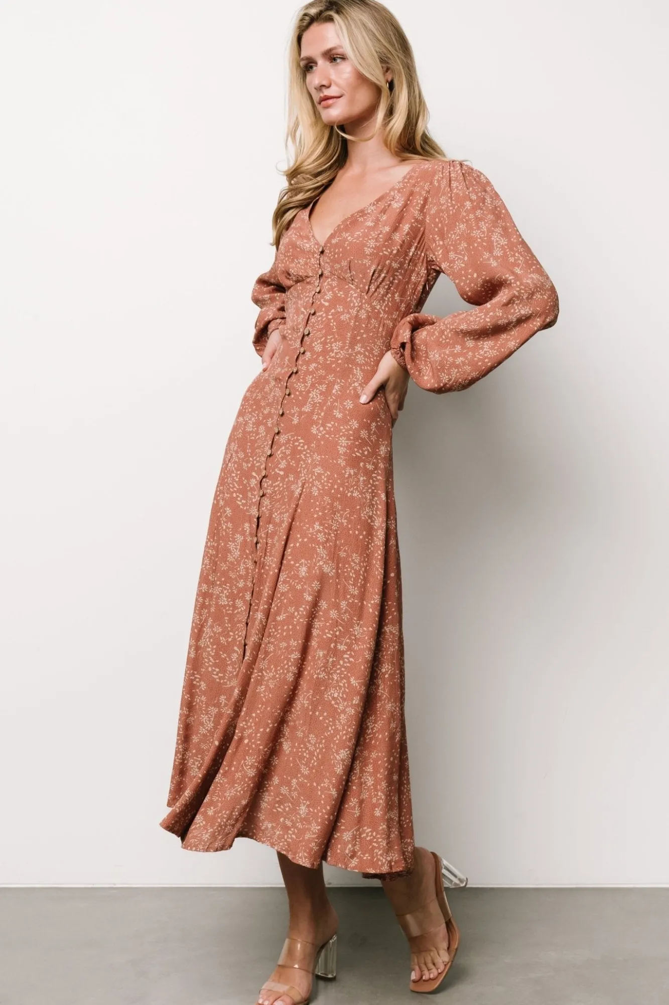Baltic Born Claudine Maxi Dress | Dusty Clay Print