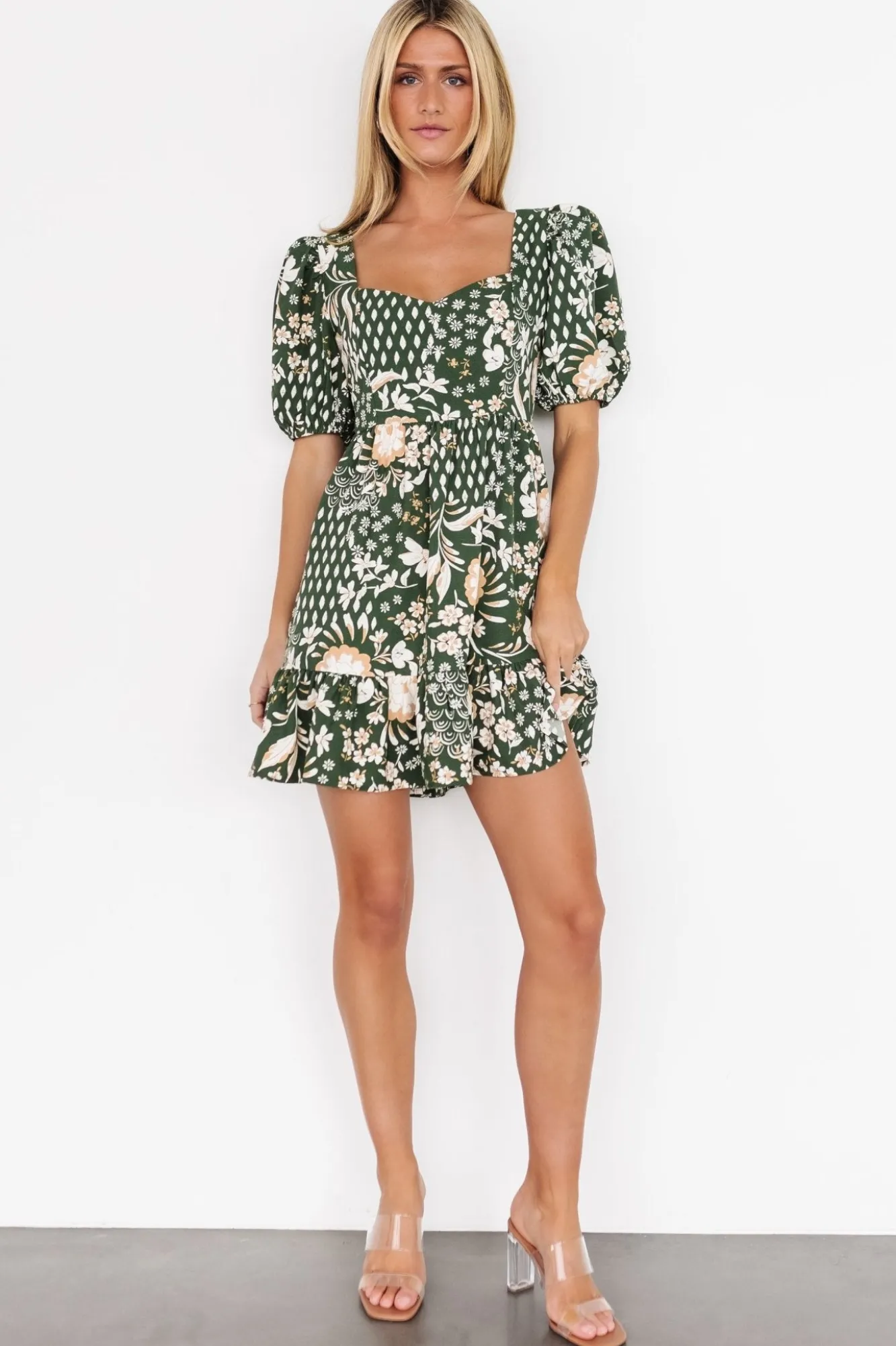 Baltic Born Clea Sweetheart Mini Dress | Olive Multi