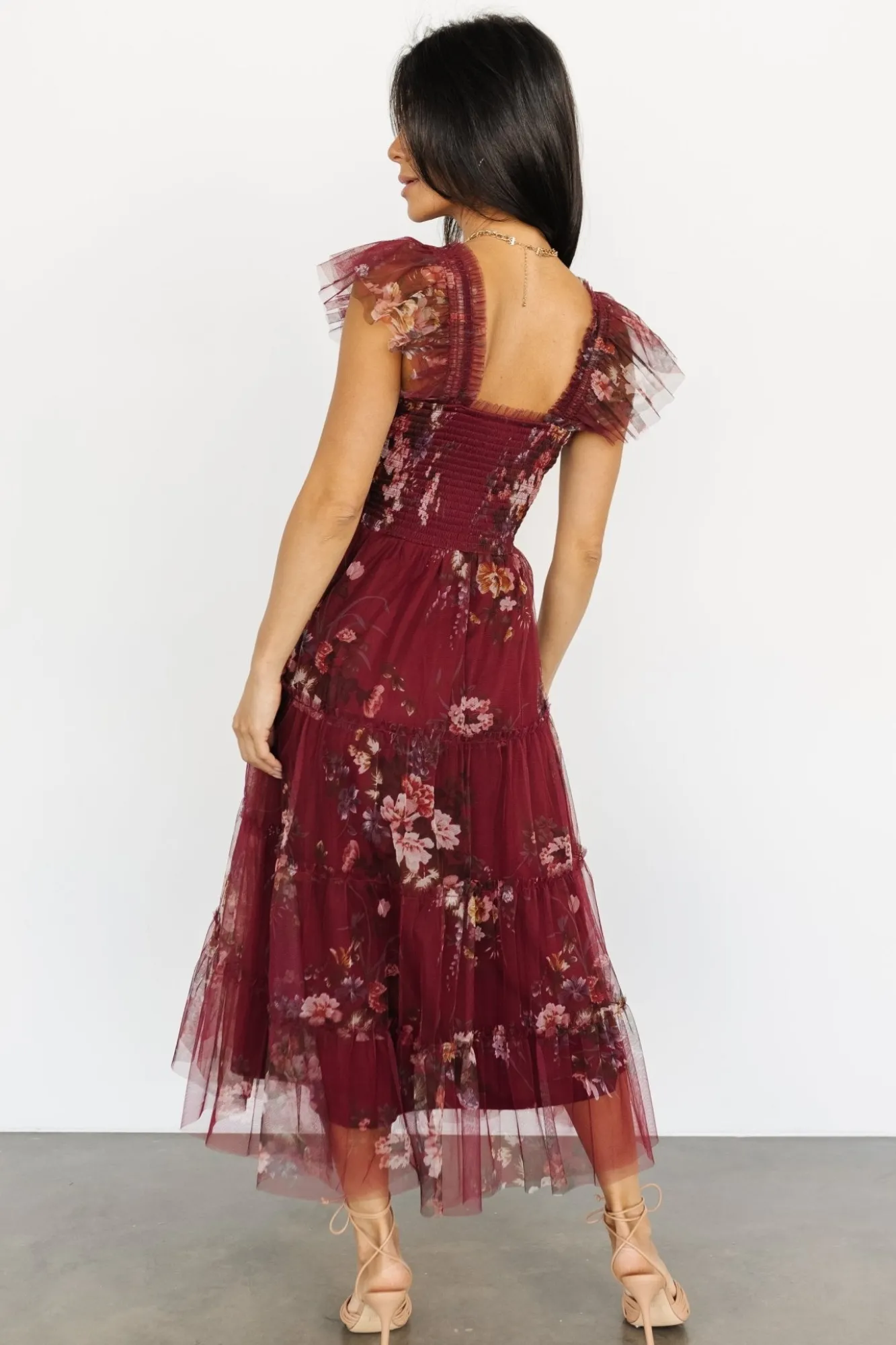 Baltic Born Clementine Tulle Midi Dress | Wine Multi