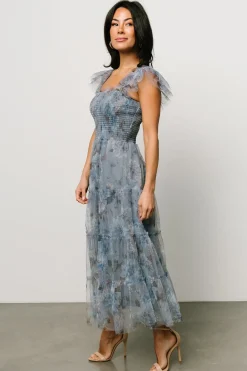Baltic Born Clementine Tulle Midi Dress | Dusty Blue Floral