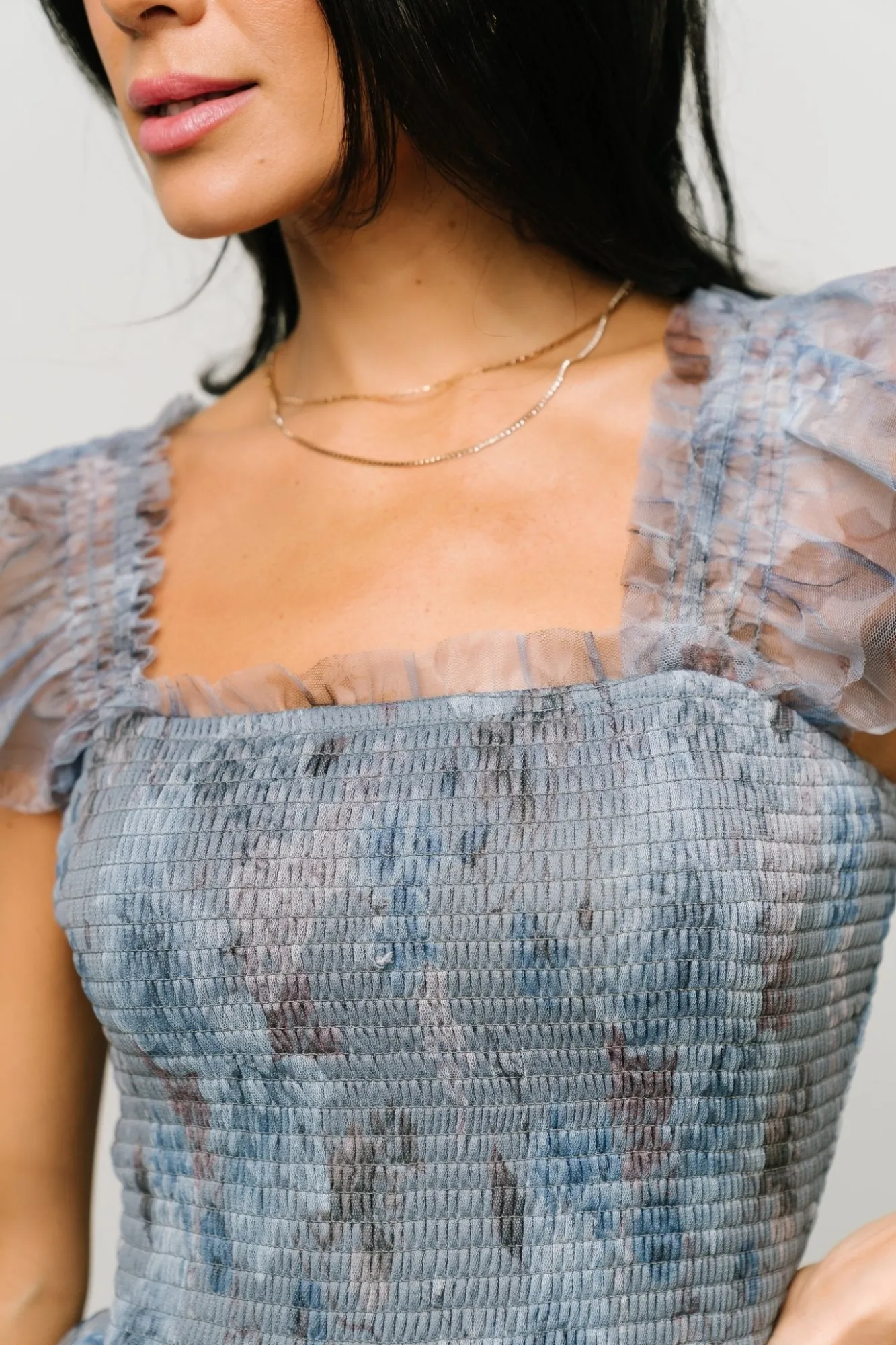Baltic Born Clementine Tulle Midi Dress | Dusty Blue Floral