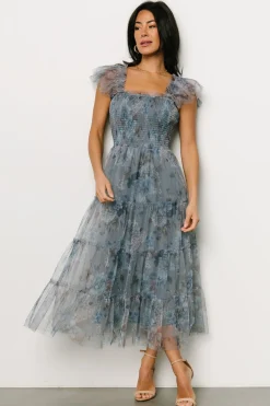 Baltic Born Clementine Tulle Midi Dress | Dusty Blue Floral