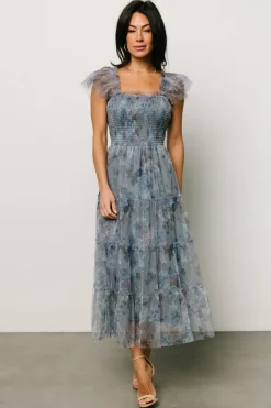 Baltic Born Clementine Tulle Midi Dress | Dusty Blue Floral