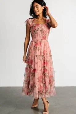 Baltic Born Clementine Tulle Midi Dress | Pink Rose Floral