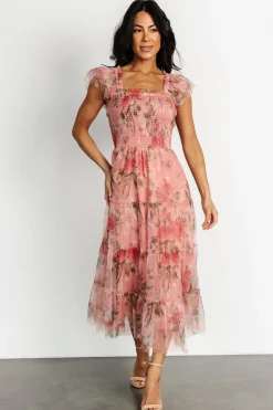Baltic Born Clementine Tulle Midi Dress | Pink Rose Floral