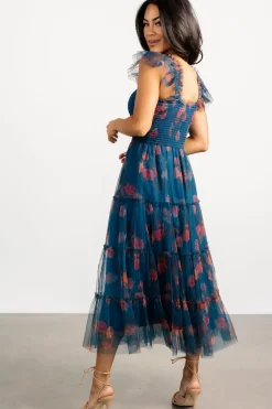 Baltic Born Clementine Tulle Midi Dress | Persian Blue + Rust