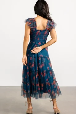 Baltic Born Clementine Tulle Midi Dress | Persian Blue + Rust