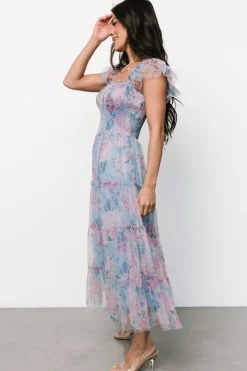 Baltic Born Clementine Tulle Midi Dress | Light Blue + Pink