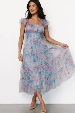 Baltic Born Clementine Tulle Midi Dress | Light Blue + Pink