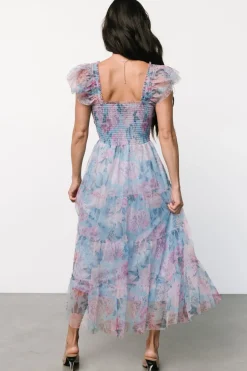 Baltic Born Clementine Tulle Midi Dress | Light Blue + Pink