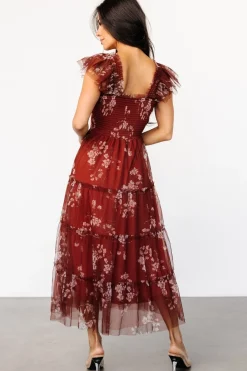 Baltic Born Clementine Tulle Midi Dress | Rust Floral