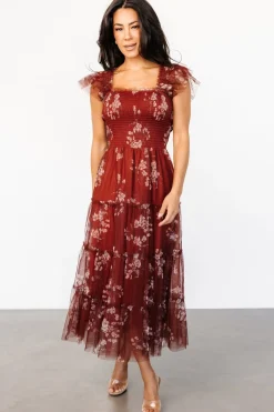 Baltic Born Clementine Tulle Midi Dress | Rust Floral