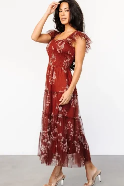 Baltic Born Clementine Tulle Midi Dress | Rust Floral