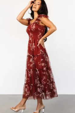 Baltic Born Clementine Tulle Midi Dress | Rust Floral
