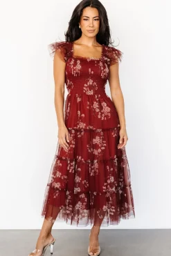 Baltic Born Clementine Tulle Midi Dress | Rust Floral