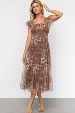 Baltic Born Clementine Tulle Midi Dress | Vintage Taupe Floral