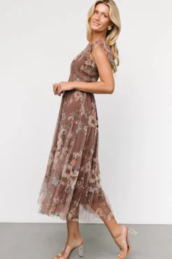 Baltic Born Clementine Tulle Midi Dress | Vintage Taupe Floral