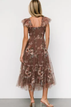 Baltic Born Clementine Tulle Midi Dress | Vintage Taupe Floral