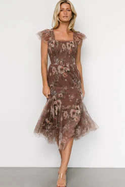 Baltic Born Clementine Tulle Midi Dress | Vintage Taupe Floral