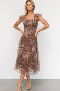 Baltic Born Clementine Tulle Midi Dress | Vintage Taupe Floral