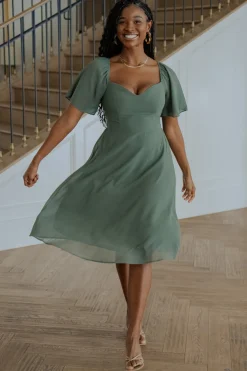 Baltic Born Colette Sweetheart Midi Dress | Dark Sage