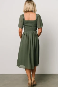 Baltic Born Colette Sweetheart Midi Dress | Dark Sage