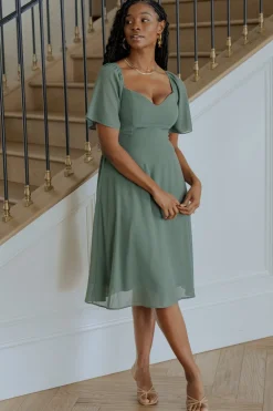 Baltic Born Colette Sweetheart Midi Dress | Dark Sage