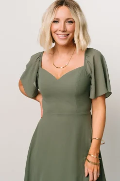 Baltic Born Colette Sweetheart Midi Dress | Dark Sage