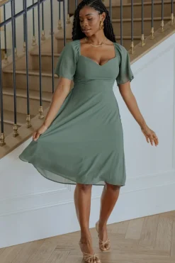 Baltic Born Colette Sweetheart Midi Dress | Dark Sage