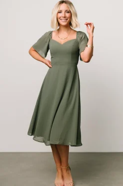 Baltic Born Colette Sweetheart Midi Dress | Dark Sage